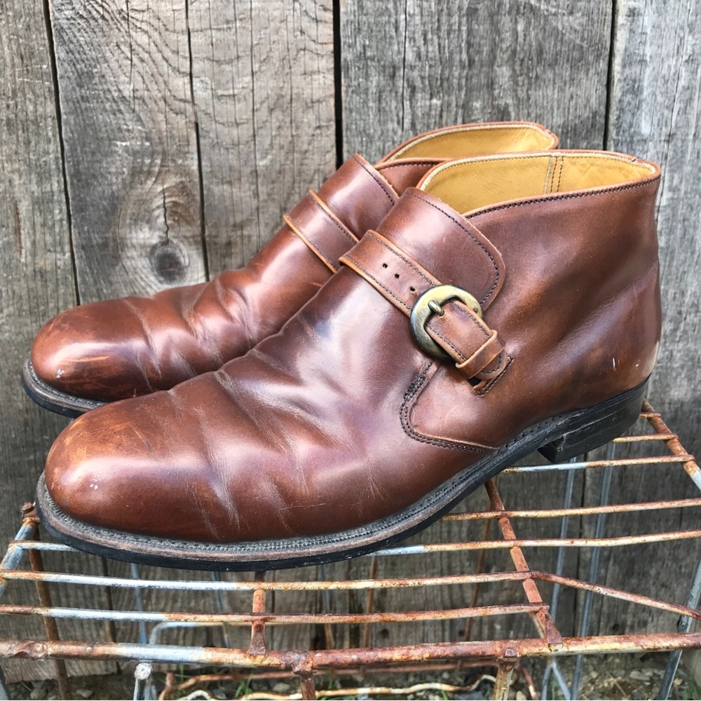Vintage Bootmaster Thom McAn Monk Strap Leather Ankle boots 10 C USA